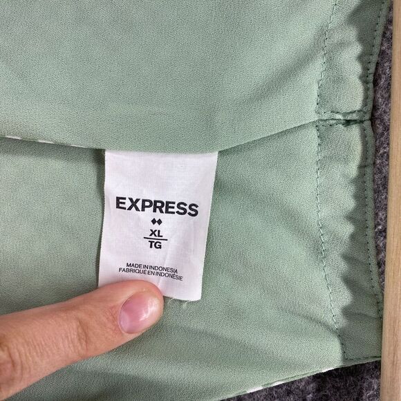 Express Top Women XL Green Polka Dot V-Neck Lined Sleeveless Spaghetti Strap - Picture 5 of 9